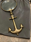 Antique Style Solid Brass Anchor Magnifying Glass Handheld Nautical Desk Decor