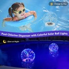 Pool Chlorine Floater With Colorful Solar Ball Lights  Floating