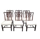 Set Of 6 Solid Mahogany Chippendale Style Dining Room Chairs