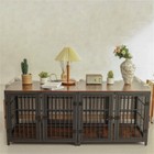 Xxl Anti Bite Dog Crate Pet Kennel Wooden Cage With Moveable Divider For 2 Dogs