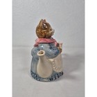 Otagiri Vintage Cat Teapot Ceramic Anthropomorphic Kitty In Dress Blue Pink