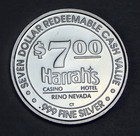 Harrah s Casino Reno 1st Gen Vintage Limited Gaming Token 999 Fine Silver Strike