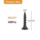 290pcs  6 X 3 4 Drywall Screws Black Coarse Thread Phillips Wood Screws