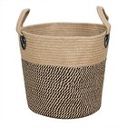  Jute Rope Planter Basket With Handles Handmade Woven Middile Brown And Black