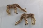 Vintage Mimi Di N 3-d Golden   Enameled Double Kissing Giraffe Belt Buckle 1992