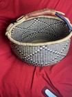 Large Woven African Bolga Ghana Market Basket Leather Handle Vintage 17   