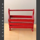 Adorable  Mid Century Wood Magazine Rack  Distressed Red 60s Vintage Shabby Chic