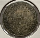 1888 50 Centimes France Silver Coin - Xf Detail  f144 