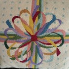 Vintage Finished Needlepoint Colorful Ribbon Gift Present Pillow 13  X 13 