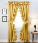 Stacey 54 wx63 l Light Filtering Ruffled Panel Pair Set Yellow Polyester cotton 