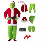 Adult Green Monster Costume Mask Cosplay Christmas Santa Fancy Dress Outfit Xmas