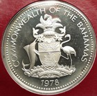 1978 Bahamas Uk Queen Elizabeth Ii Flag Proof Silver Coin 5 Dollars Coin I103325
