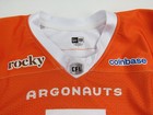 Signed New Era Toronto Argos Team Issued Cfl Football Jersey Orange L  5 Horn