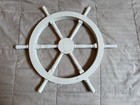17 5  White Wooden Ship Wheel Wall Decor Coastal Nautical Beach Sea Ocean