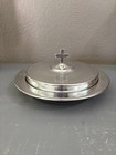 Vintage Church Communion Tray Set W  Lid Cross     21 Glass Cups  2 Missing 