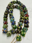 Antique Multicolor Mosaic Glass  Trade Beads     Unique Collectible Strand