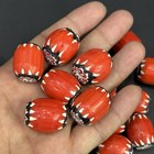 Lot Of 18 Pieces Antique Venetian African Trade Chevron Glass Unique Huge Beads