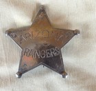 Vintage Novelty Silver Tone Metal 5 Pt Star Arizona Rangers Badge Weighs 41 G
