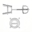 Earring Mountings 14k White Gold Round Cut Pre-notched 4 Prong Screw Back-1 Pair