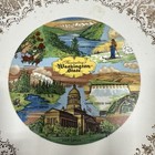 Washington State Souvenir Plate Lake Chelen Mount Rainier Grand Coulee Dam Vtg