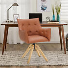 Set Of 2 Swivel Accent Chair Modern Leathaire Upholster Mid-century Armchairs