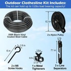 Outdoor Clothesline Kit 150ft Heavy Duty Galvanized Steel Pulley Set