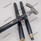 Antique Silver Brass Derby Handle Designer Black Wooden Walking Stick Cane New