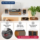 Vinyl Record Player With External Bookshelf Speakers Belt-drive Turntable Wood