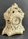  2107-antique Cast Metal Iron Art Nouveau Ornate Mantel Alarm Clock 10       Tall