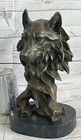 Bronze Animal Wolf Head Art Sculpture Statue Marble Figurine Figure Art Statue