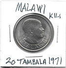 Malawi 20 Tambala 1971 K11 1 President   African Elephant And Baby Obsolete