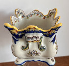 Antique French Faience Cache Pot  Hand Painted   19th Century Desvres 