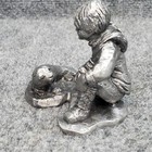 Vtg Michael Ricker Pewter Figurine Boy With Baby Seal Signed