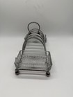 Vtg Antique English Silver Plated Toast Rack W  Glass Jam Jelly Condiment Dishes