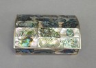 Vtg Mexican Alpaca Silver Abalone Shell Small Trinket Box Business Card Holder