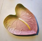 X Large Anthurium Flower Dish platter Tropical Clay Hawaii Pink Green 15x13 