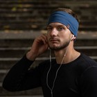 Merino Elastic Men s Sport Headband   Yoga Gym Head Wrap Running Sweatband Denim