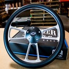 14  Billet Muscle Steering Wheel With Black Vinyl Wrap And Chevy Horn - 5 Hole