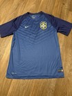   a1  Nike Brazil Cbf Shirt Mens Med Jersey Drifit Blue Authentic Training 2014