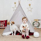 White Kids Teepee Portable Canvas Tent Foldable Playhouse Indoor Outdoor