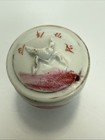 Antique Chinese Small Porcelain Covered Pot Jar Lavender Landscape