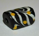Antique Venetian Black Italian Square Glass Bead Combed Feather  African Trade
