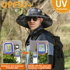 Solar Fan Hat Outdoor Fishing Sun Bucket With Dual   Usb Powered With Head Net