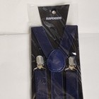 Men s Blue Suspenders 35mm Adjustable Elastic Clip-on Braces Heavy Duty