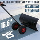 29  Push Snow Shovel With Wheels For Driveway  Heavy Duty Adjustable Angle Wheel