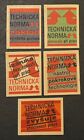 Travelstamps  Czechoslovakia Matchbox Labels -    technical Norm    - Lot Of 5 