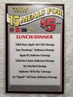 2013 Two Sided Waffle House 15 Meals For  5 Mini Menu  6    X 9   