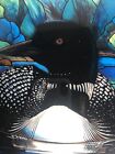 Loon Stained Glass Vintage Bird  Suncatcher 8 5   Diameter Water Lillies Blues