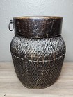 Antique Asian Chinese Hand Woven Willow   Wood Fish River Basket 14  X 9 