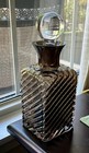 Brown Luster Glass Diagonal Ribbed Swirl Decanter Bottle W Stopper 9 5    Excelnt